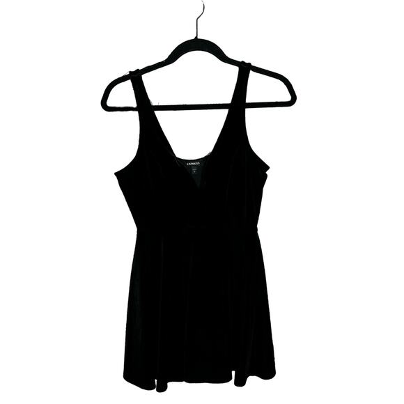 Express Black Velvet Sleeveless Mini Skater Dress Women's Size Small - Picture 1 of 7